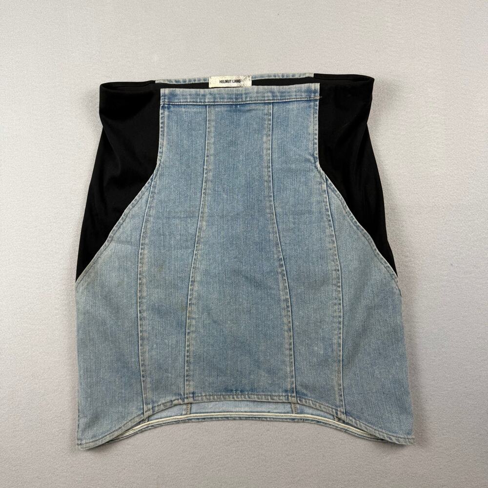 Helmut Lang Denim & Black Panel Mini Skirt Size 12